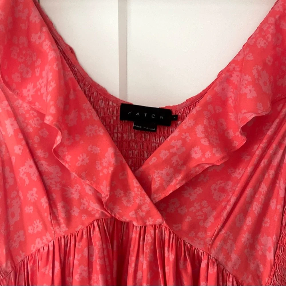Hatch floral maternity dress red/pink v-neck size 1 (2-4 pre-pregnancy) - Picture 2 of 6